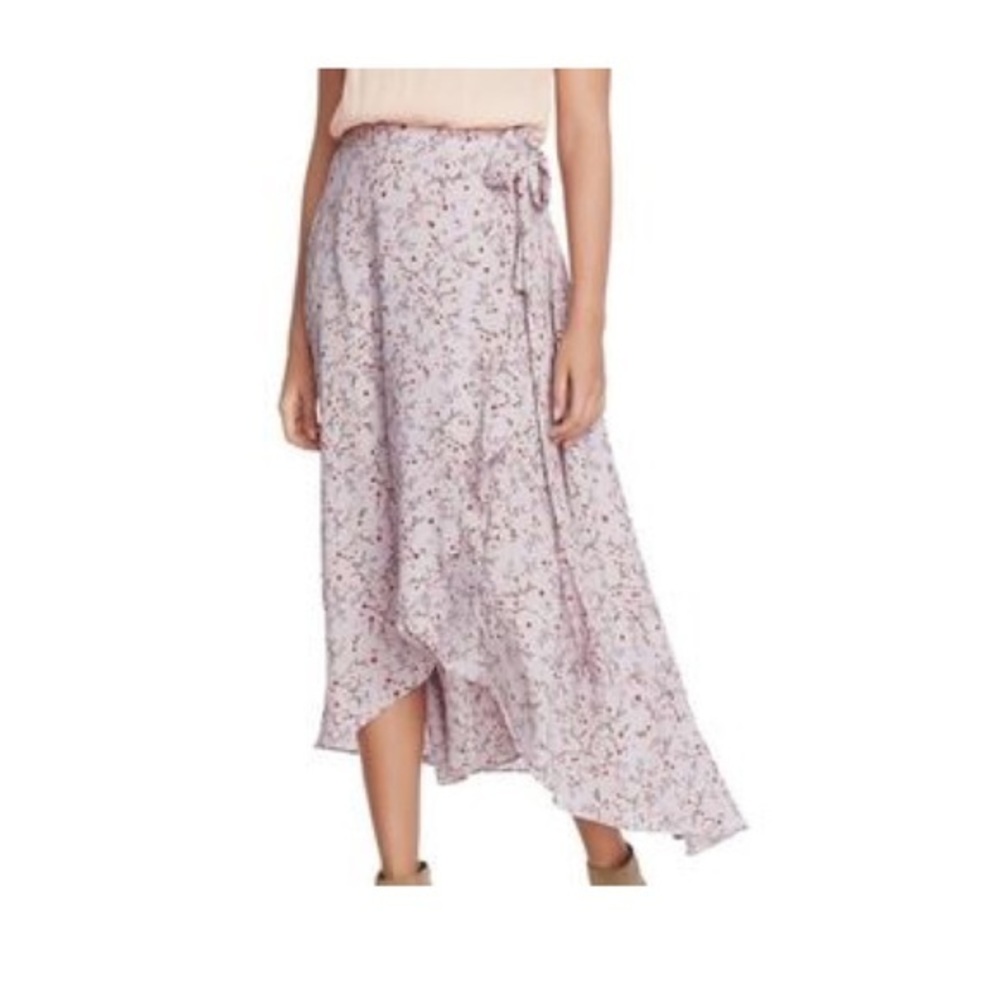 NWT 1. State The Fleur Dusty Lavender floral midi wrap skirt